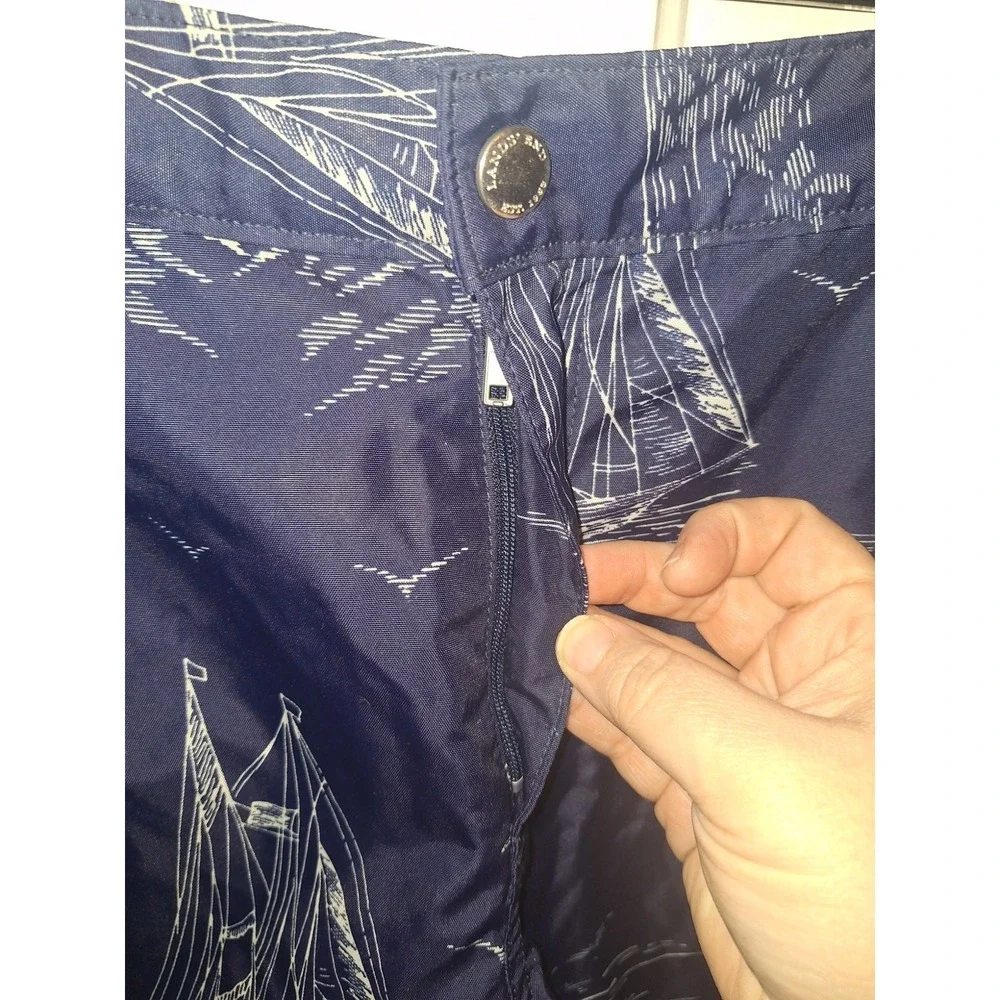Land's End Men's Size 36 Nylon Lined‎ Nautical Swim Trunks Board Shorts Vacation